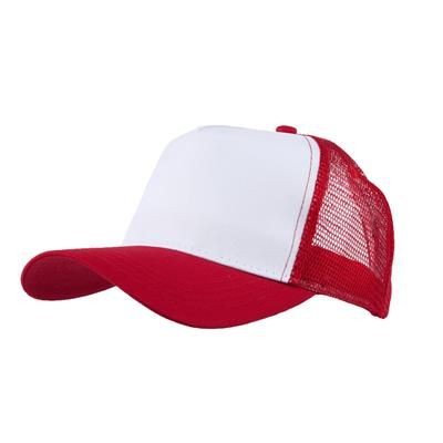 Branded Promotional MESH BACK TRUCKER BASEBALL CAP in Red Baseball Cap From Concept Incentives.