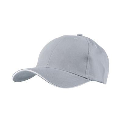 Branded Promotional FULLY COVERED 6 PANEL BASEBALL CAP in Grey & White Baseball Cap From Concept Incentives.