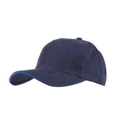 Branded Promotional FULLY COVERED 6 PANEL BASEBALL CAP in Navy Blue & Royal Blue Baseball Cap From Concept Incentives.