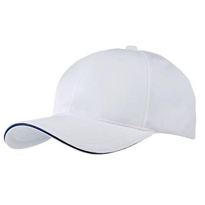 Branded Promotional AIRTEX MESH SPORTS BASEBALL CAP in White-navy Baseball Cap From Concept Incentives.