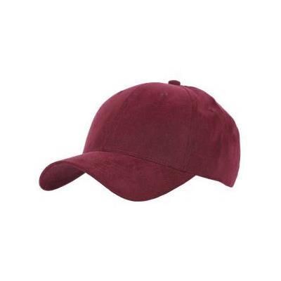 Branded Promotional TACTILE MICROFIBRE WEAVE SIX PANEL BASEBALL CAP in Maroon Baseball Cap From Concept Incentives.