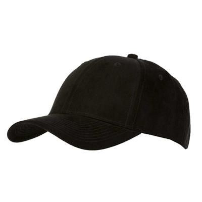 Branded Promotional 6 PANEL FAUX SUEDE POLYESTER CAP in Black Baseball Cap From Concept Incentives.