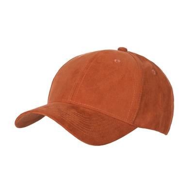 Branded Promotional 6 PANEL FAUX SUEDE POLYESTER CAP in Pumpkin Baseball Cap From Concept Incentives.