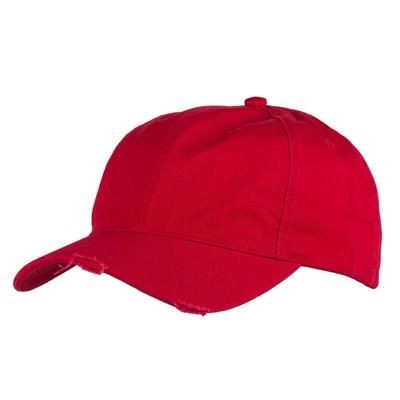 Branded Promotional 6 PANEL 100% WASHED CHINO COTTON UNSTRUCTURED CAP in Red Baseball Cap From Concept Incentives.