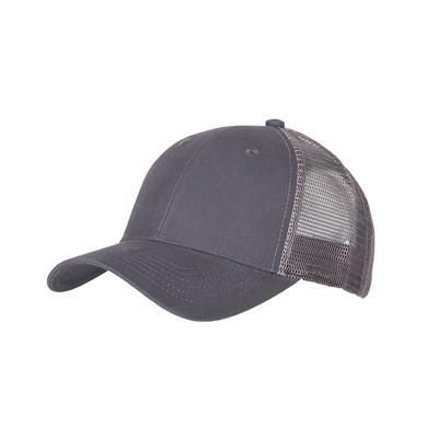 Branded Promotional 100% COTTON FRONTED 6 PANEL TRUCKER CAP in Charcoal Baseball Cap From Concept Incentives.