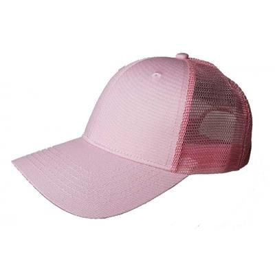 Branded Promotional 100% COTTON FRONTED 6 PANEL TRUCKER CAP in Pink Baseball Cap From Concept Incentives.