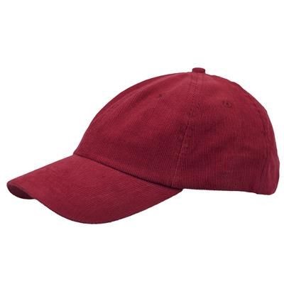 Branded Promotional POLY-COTTON CORD 6 PANEL UNSTRUCTURED BASEBALL CAP in Maroon Baseball Cap From Concept Incentives.