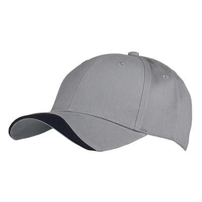 Branded Promotional 6 PANEL 100% BRUSHED COTTON CAP in Grey-navy Baseball Cap From Concept Incentives.