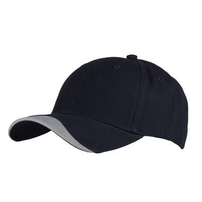 Branded Promotional 6 PANEL 100% BRUSHED COTTON CAP in Navy-grey Baseball Cap From Concept Incentives.