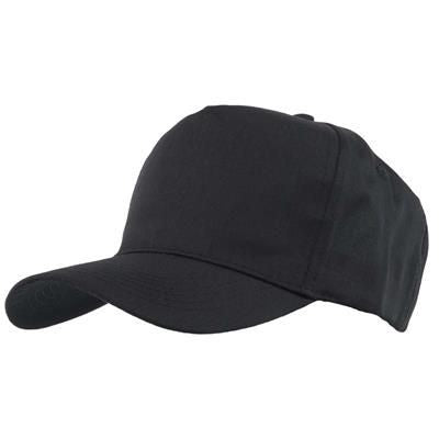 Branded Promotional FULLY COVERED 5 PANEL BASEBALL CAP in Black Baseball Cap From Concept Incentives.