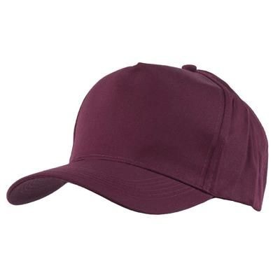 Branded Promotional FULLY COVERED 5 PANEL BASEBALL CAP in Maroon Baseball Cap From Concept Incentives.