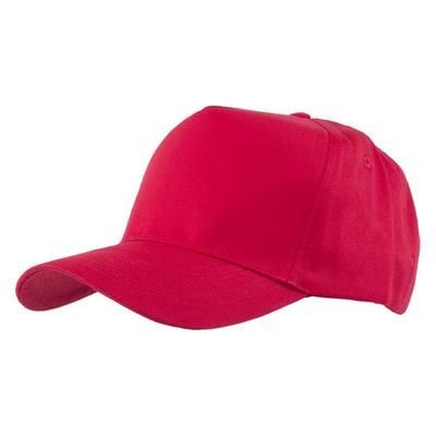 Branded Promotional FULLY COVERED 5 PANEL BASEBALL CAP in Red Baseball Cap From Concept Incentives.