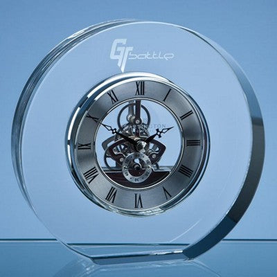 Branded Promotional 15CM DARTINGTON CRYSTAL ROUND CLOCK Clock From Concept Incentives.