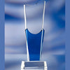 Branded Promotional BLUE & CLEAR TRANSPARENT GLASS AWARD TROPHY Award From Concept Incentives.