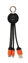 Branded Promotional 3-IN-1 LIGHT UP CABLE with NFC Chip in Black Cable From Concept Incentives.