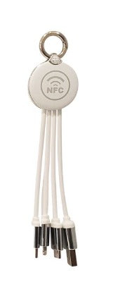 Branded Promotional 3-IN-1 LIGHT UP CABLE with NFC Chip in White Cable From Concept Incentives.