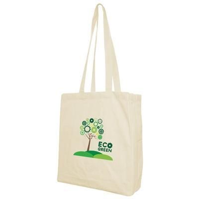 Branded Promotional DUNHAM 5OZ NATURAL COTTON SHOPPER with Gusset Bag From Concept Incentives.