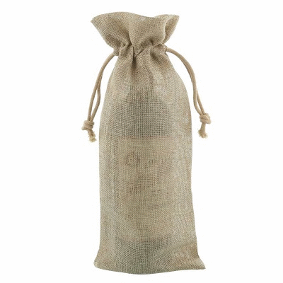 Branded Promotional JUTE BOTTLE DRAWSTRING BAG 15X38CM Bag From Concept Incentives.