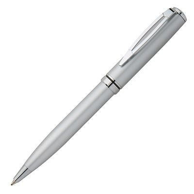 Branded Promotional CARRINGTON TWIST ACTION METAL BALL PEN with Satin Silver Barrel & Silver Chrome Trim Pen From Concept Incentives.