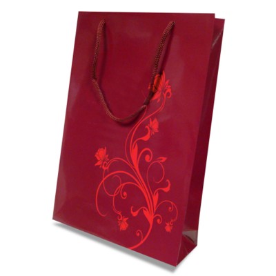 Branded Promotional LUXURY PAPER CARRIER BAG - SMALL - GLOSS 195GSM ARTBOARD with Gloss Laminate, Short Pp Rope Handles Carrier Bag From Concept Incentives.