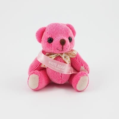 Branded Promotional 12CM SASH RASPBERRY CANDY BEAR Soft Toy From Concept Incentives.