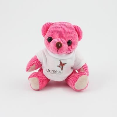 Branded Promotional 12CM TEE SHIRT RASPBERRY CANDY BEAR Soft Toy From Concept Incentives.