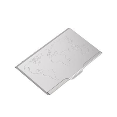 Branded Promotional TROIKA GLOBAL CONTACTS BUSINESS CARD HOLDER with Embossed World Map on Lid Business Card Holder From Concept Incentives.