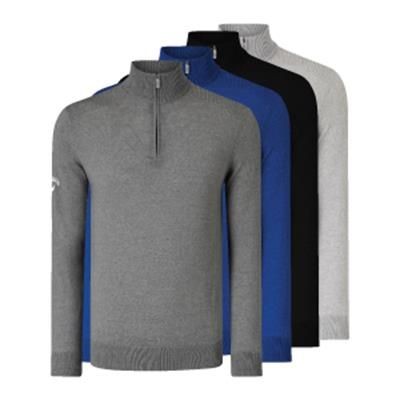 Branded Promotional CALLAWAY RIBBED 1-4 ZIP MERINO GOLF SWEATER Jumper From Concept Incentives.