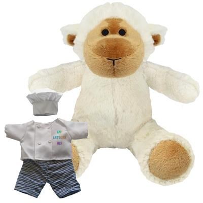 Branded Promotional PRINTED PROMOTIONAL SOFT TOY 20CM LUCY LAMB with Chef Outfit Soft Toy From Concept Incentives.