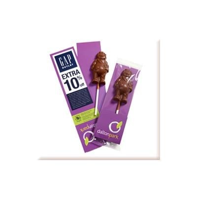 Branded Promotional BESPOKE SHAPE MILK CHOCOLATE LOLLIPOP Lollipop From Concept Incentives.
