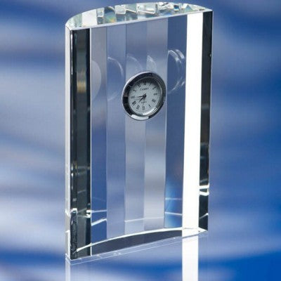 Branded Promotional GLASS CRESCENT CLOCK Clock From Concept Incentives.