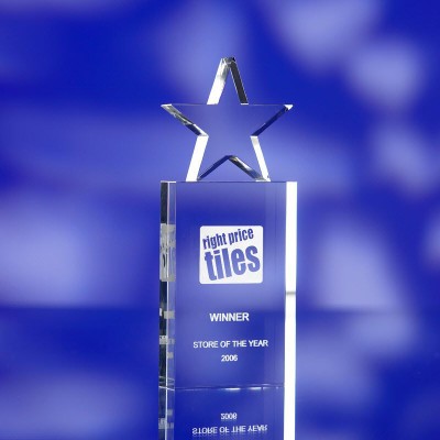 Branded Promotional TOP STAR GLASS AWARD TROPHY Award From Concept Incentives.