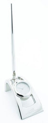 Branded Promotional TORONTO DESK PEN & STAND with Clock in Silver Pen From Concept Incentives.