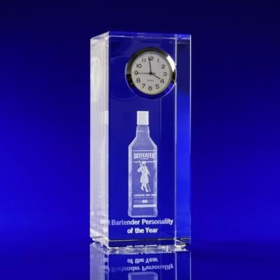 Branded Promotional CRYSTAL GLASS CLOCK TOWER PAPERWEIGHT OR AWARD Clock From Concept Incentives.