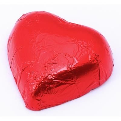 Branded Promotional VALENTINES MILK CHOCOLATE PRALINE RED FOIL HEARTS Chocolate From Concept Incentives.