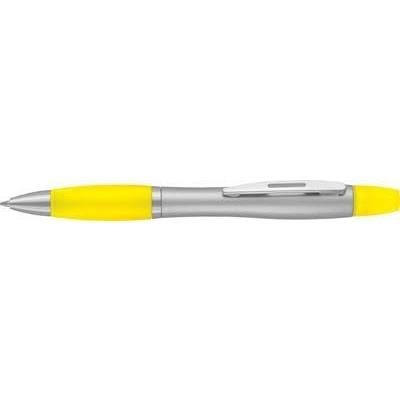 Branded Promotional CONTOUR MAX BALL PEN & HIGHLIGHTER in Silver & Yellow Pen From Concept Incentives.