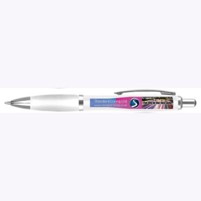 Branded Promotional CONTOUR DIGITAL BALL PEN in White with White Grip Pen From Concept Incentives.