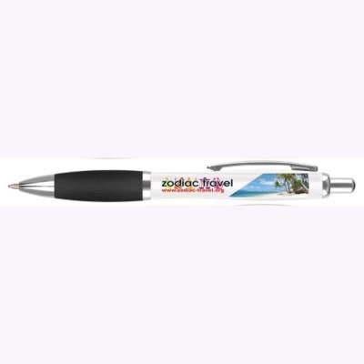 Branded Promotional CONTOUR DIGITAL BALL PEN in White with Black Grip Pen From Concept Incentives.