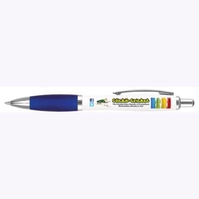 Branded Promotional CONTOUR DIGITAL BALL PEN in White with Blue Grip Pen From Concept Incentives.