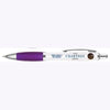 Branded Promotional CONTOUR DIGITAL BALL PEN in White with Purple Grip Pen From Concept Incentives.