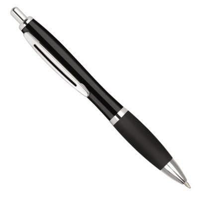 Branded Promotional CONTOUR METAL BALL PEN in Black with Black Grip Pen From Concept Incentives.