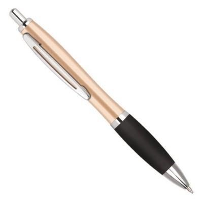 Branded Promotional CONTOUR METAL BALL PEN in Gold with Black Grip Pen From Concept Incentives.