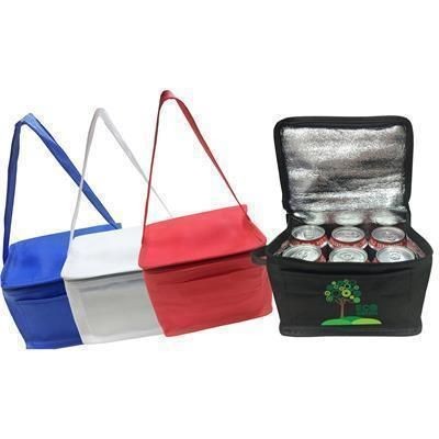 Branded Promotional KNOWSLEY NON WOVEN 6 CAN COOL BAG in White Cool Bag From Concept Incentives.