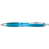 Branded Promotional CONTOUR PLASTIC BALL PEN in Translucent Light Blue Pen From Concept Incentives.