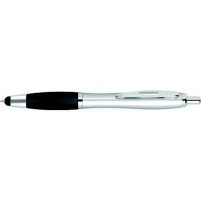 Branded Promotional CONTOUR TOUCH BALL PEN With Touchscreen Stylus and Black Grip Pen From Concept Incentives.