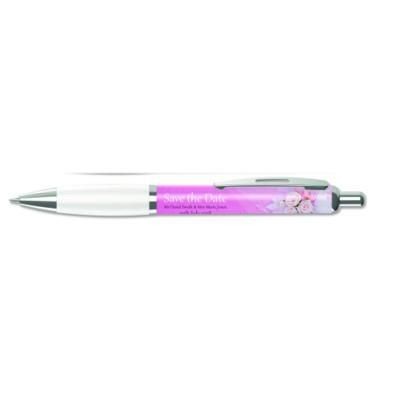 Branded Promotional CONTOUR WRAP BALL PEN in White with White Trim Pen From Concept Incentives.