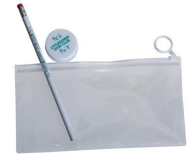 Branded Promotional CLEAR TRANSPARENT PENCIL CASE with Full Colour Printed Insert Pencil Case From Concept Incentives.