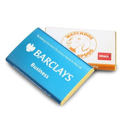 Branded Promotional PERSONALISED CHOCOLATE MINI BAR in High Quality Milk Chocolate Chocolate From Concept Incentives.