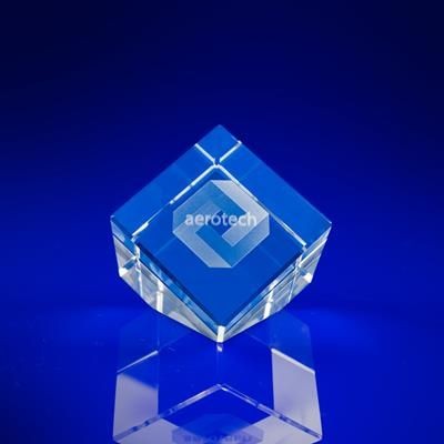 Branded Promotional CUT CORNER CUBE SLANT in Crystal Size: 50mm Award From Concept Incentives.