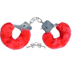 Branded Promotional FURRY FLUFFY HAND CUFFS in Red Fancy Dress From Concept Incentives.